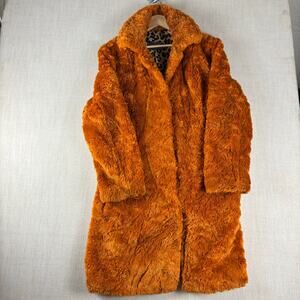 Vintage Wilsons Leathers Orange Fur Coat Cheetah Print Y2K XL
